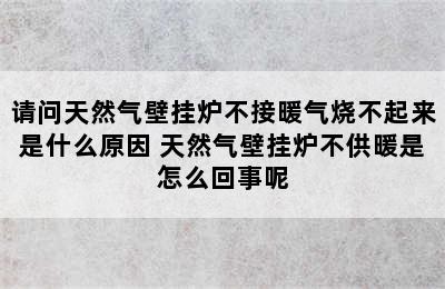 请问天然气壁挂炉不接暖气烧不起来是什么原因 天然气壁挂炉不供暖是怎么回事呢